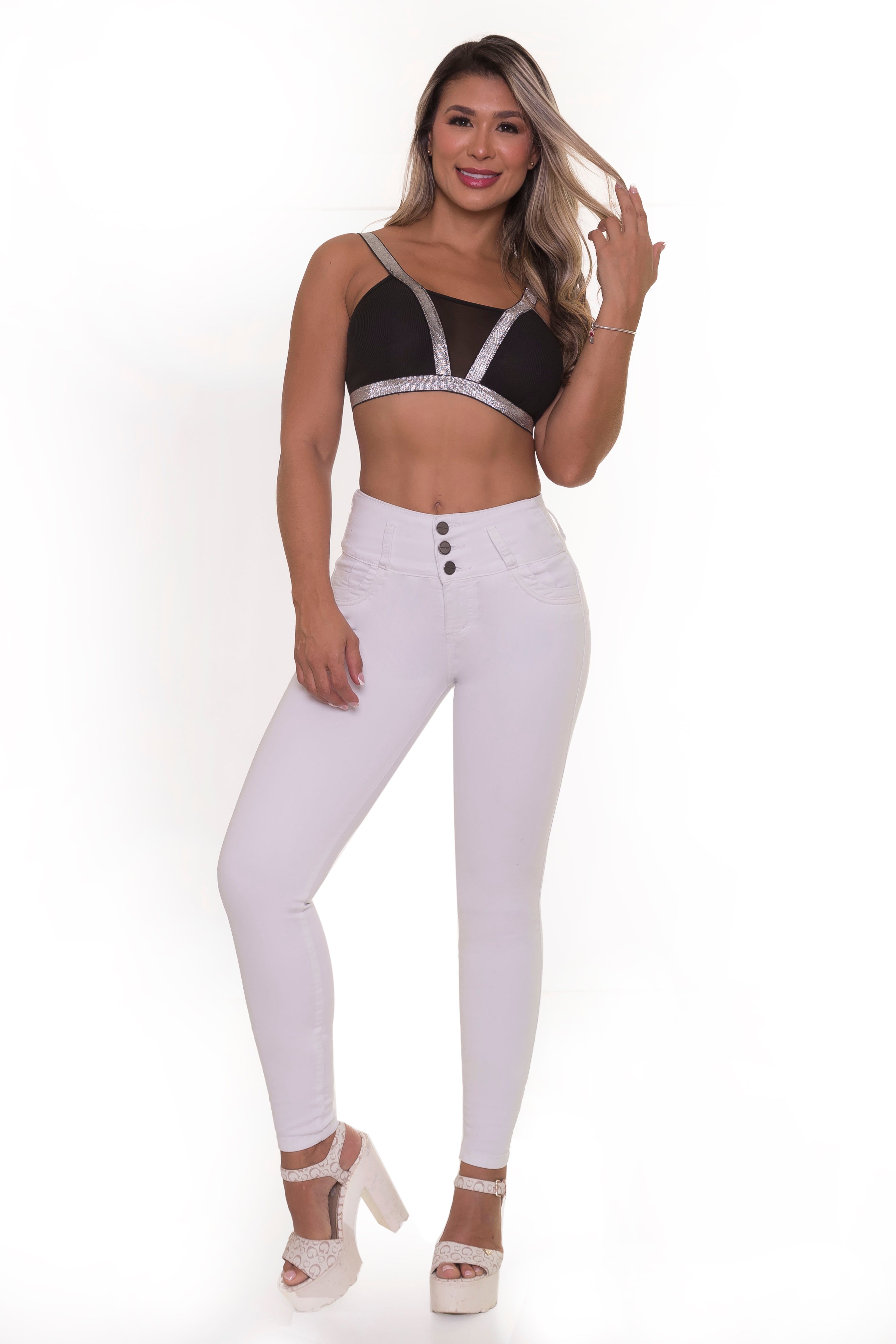 High Waisted Push Up Skinny Jeans with Tummy Control 16016