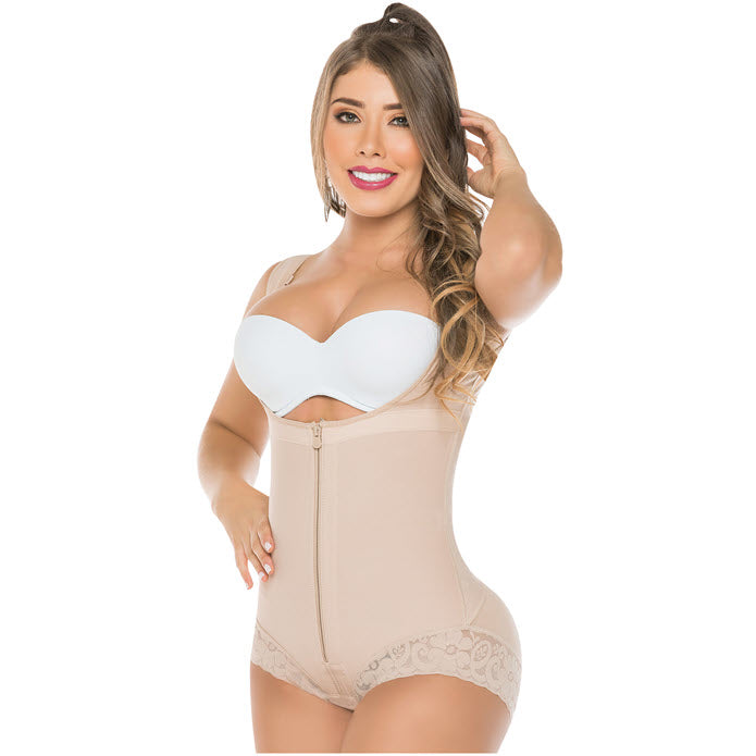 Open Bust Panty Post Op Faja Shapewear for Women with Wide Straps and Front Zipper | Powernet Fajas Salome 411