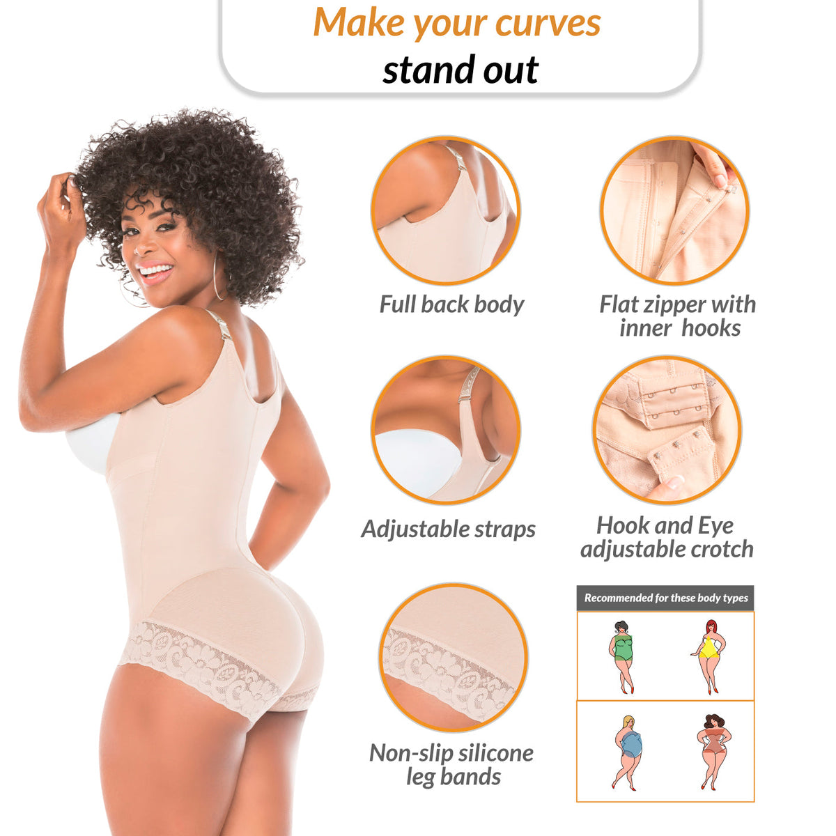 Butt Lifter Tummy Control Shapewear for Women | Open Bust Hiphugger Bodysuit | Powernet Fajas Salome 0413