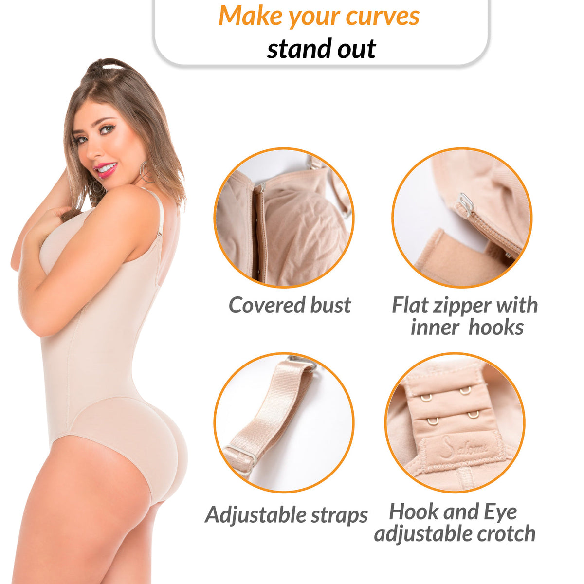 Fajas Salome 0420 | Hiphugger Body Shaper with Bra | Butt Lifter Tummy Control Shapewear