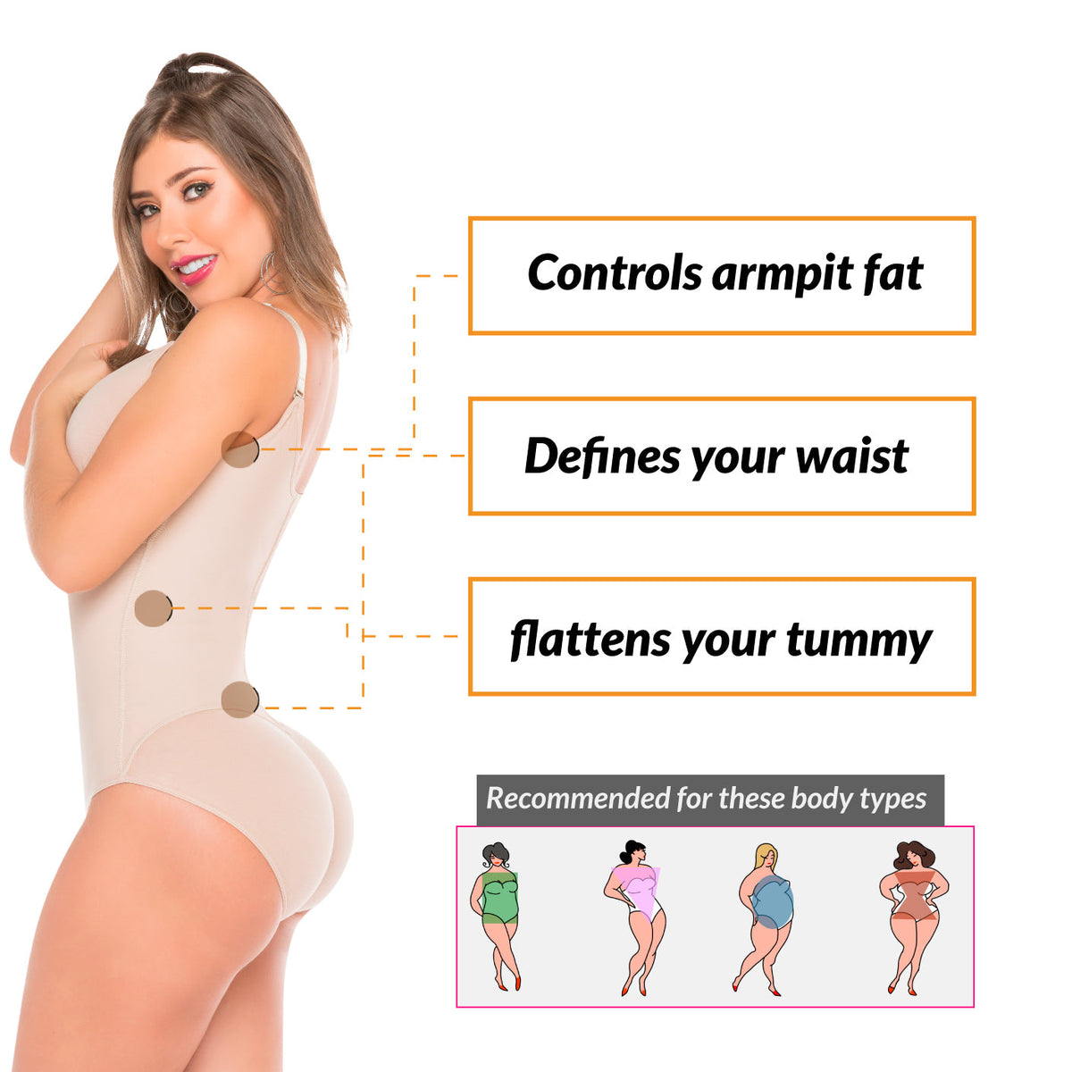 Fajas Salome 0420 | Hiphugger Body Shaper with Bra | Butt Lifter Tummy Control Shapewear