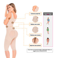 Open Bust Post Surgery Full Body Shaper for Women | Butt Lifter Knee Length Bodysuit | Powernet Fajas Salome 0520