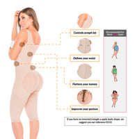 Faja de cuerpo completo para mujer con busto abierto después de la cirugía | Body hasta la rodilla levantador de glúteos | Powernet Fajas Salomé 0520