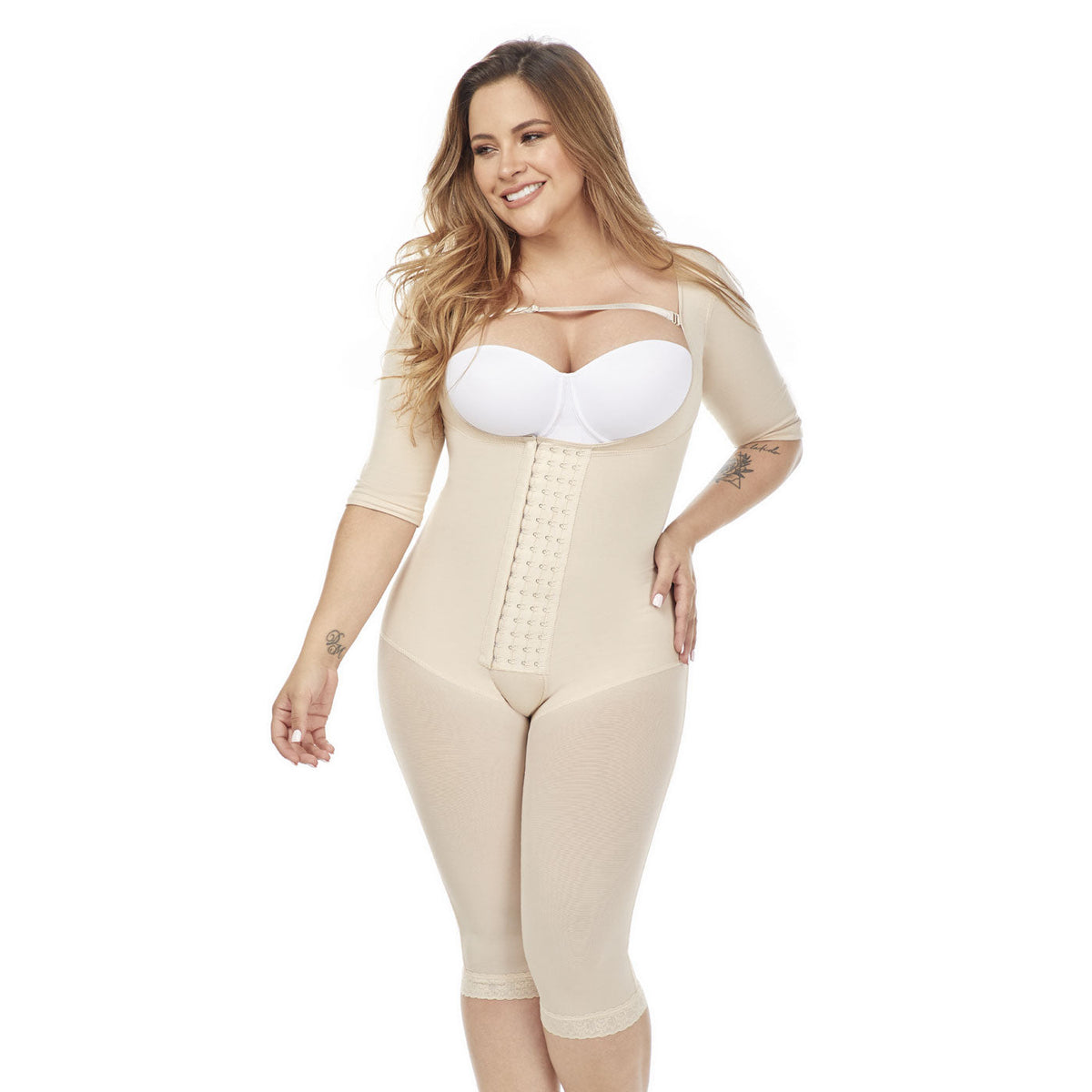 Fajas MariaE 9142 Long Sleeve Postoperative Shapewear With Over Bust Strap | After Pregnancy Compression Garment