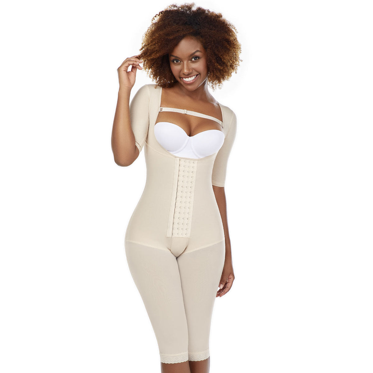 Fajas MariaE 9142 Long Sleeve Postoperative Shapewear With Over Bust Strap | After Pregnancy Compression Garment