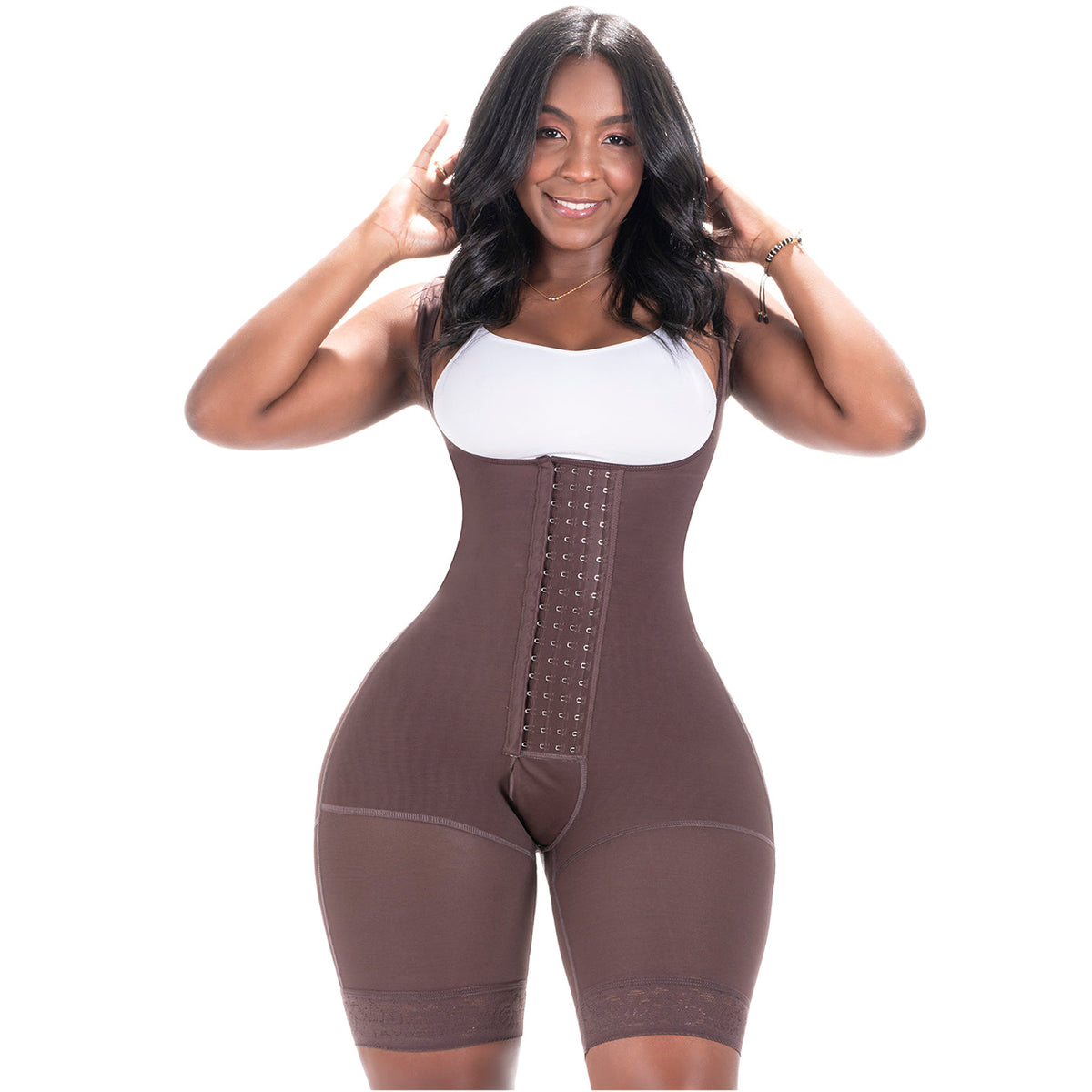 Women Black Mid Thigh Full Body Shaper Tummy Control Shaping