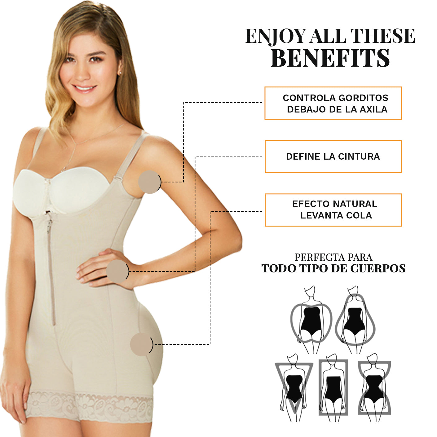 Open Bust Mid Thigh Postpartum Compression Shapewear for Daily Use Powernet Diane & Geordi 2396