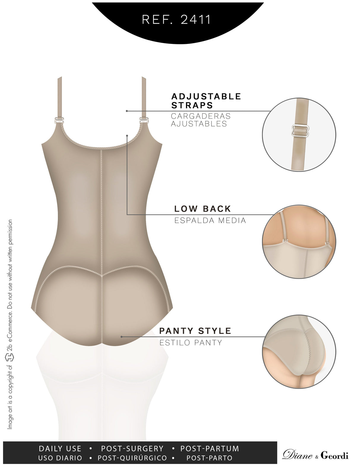 Diane & Geordi 2411 Women's Tummy Control Butt Lifting Bodysuit Postpa –  Melao Boutique