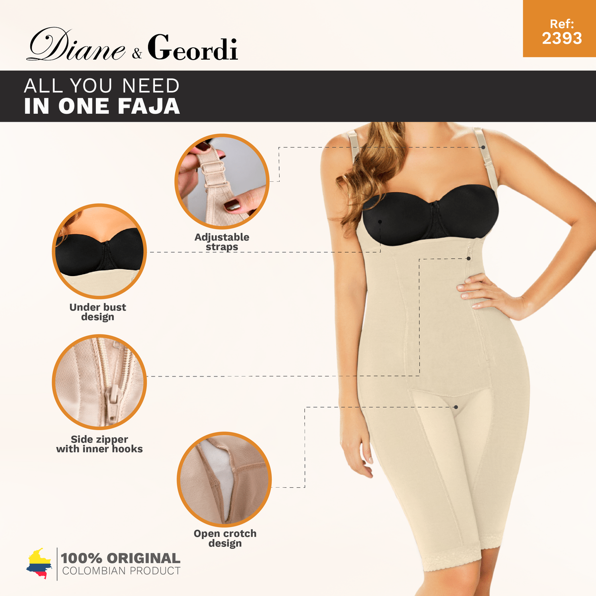 Diane & Geordi 2393 Women's Firm Tummy Control Full Body Shaper