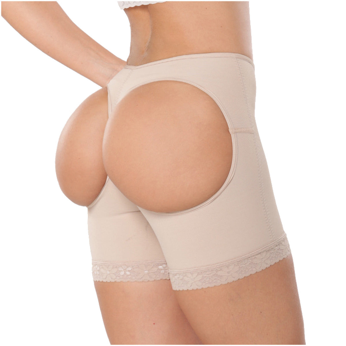 Diana y Geordi 2398 | Shorts moldeadores de levantamiento de glúteos sin costuras | Fajas moldeadoras extra firmes para medio muslo para mujer