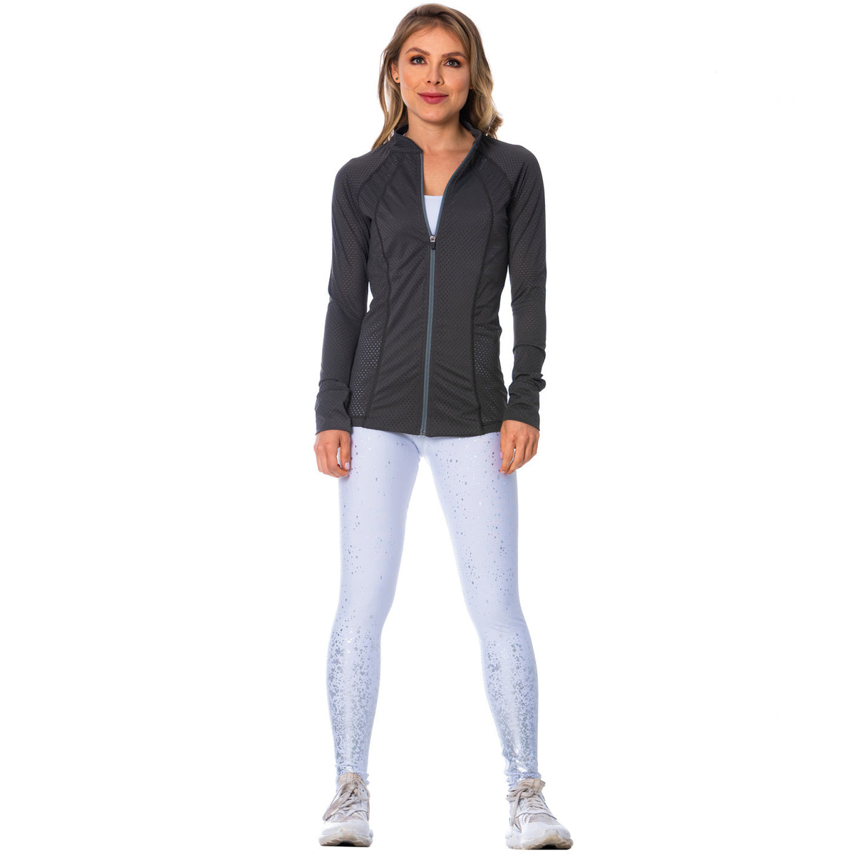 Chaqueta deportiva gris transparente para mujerFLEXMEE 980010