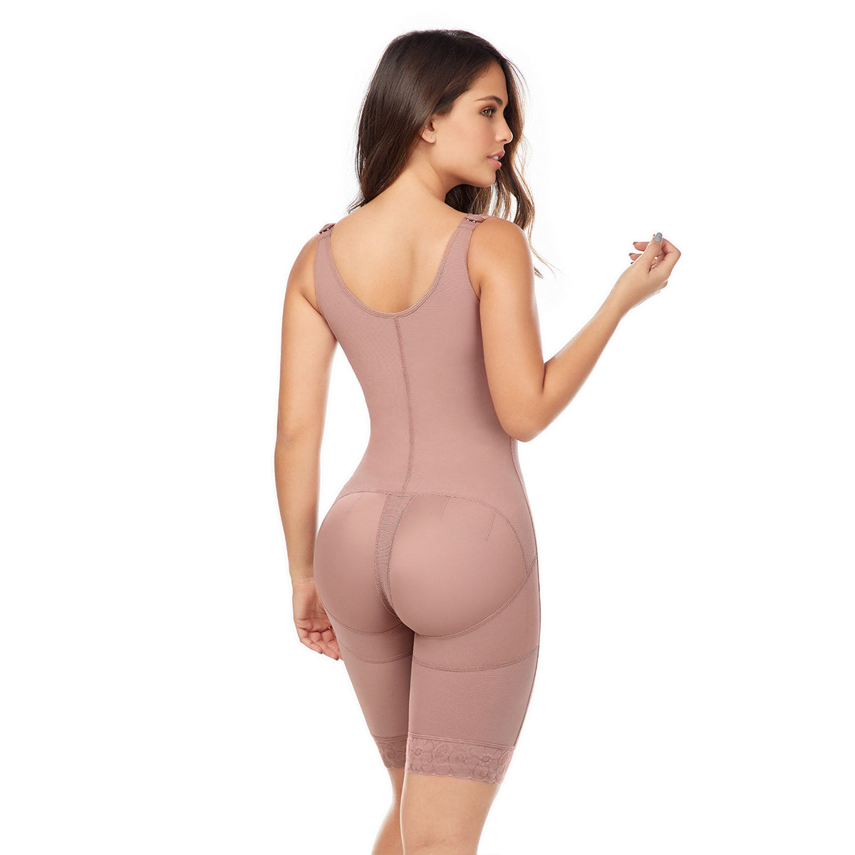Liposuction Postsurgical Knee Length Lipo Body Shaper for Women | Open Bust with Front Closure | Powernet Fajas MariaE FQ111