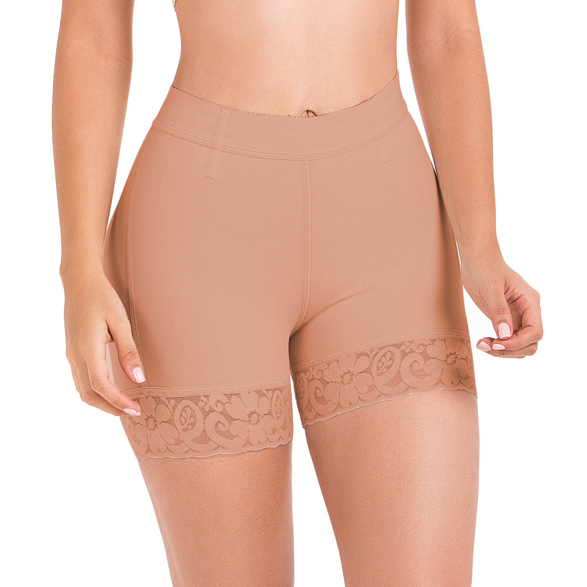 Fajas MariaE FU101 Pantalones cortos con cintura alta y control de barriga para mujer