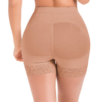 Fajas MariaE FU101 Pantalones cortos con cintura alta y control de barriga para mujer