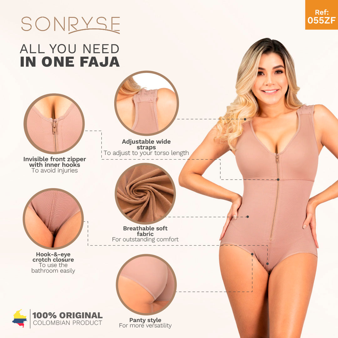 SONRYSE 055ZF | Panty Bodysuit Shapewear with Built-in Bra | Postpartum and Daily Use