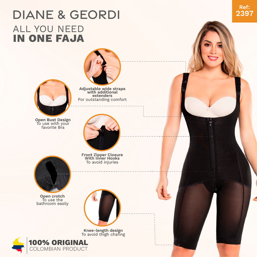 Diane & Geordi 2397 Butt LifterTummy Control Bodysuit | Knee Length Full Body Shaper