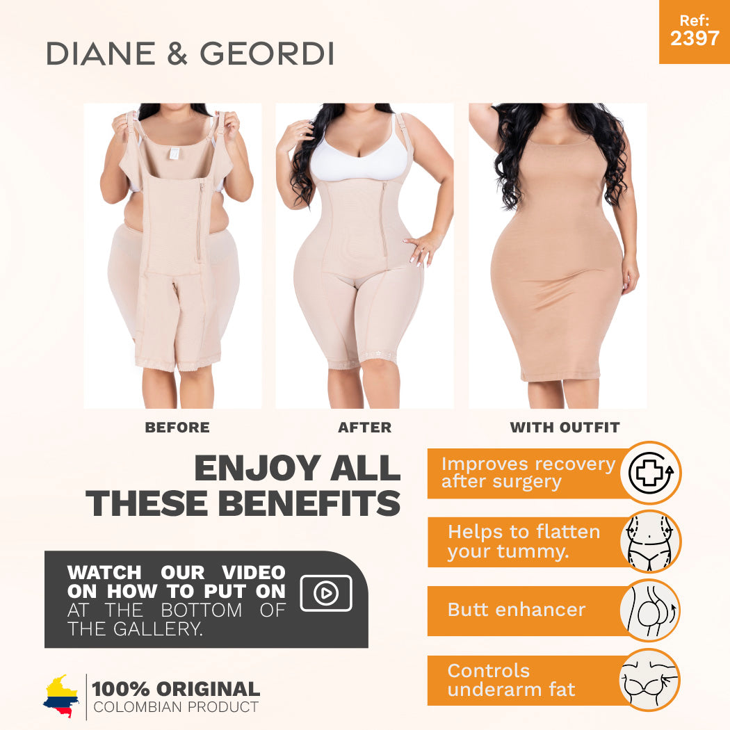 Diane & Geordi 2397 Butt LifterTummy Control Bodysuit | Knee Length Full Body Shaper