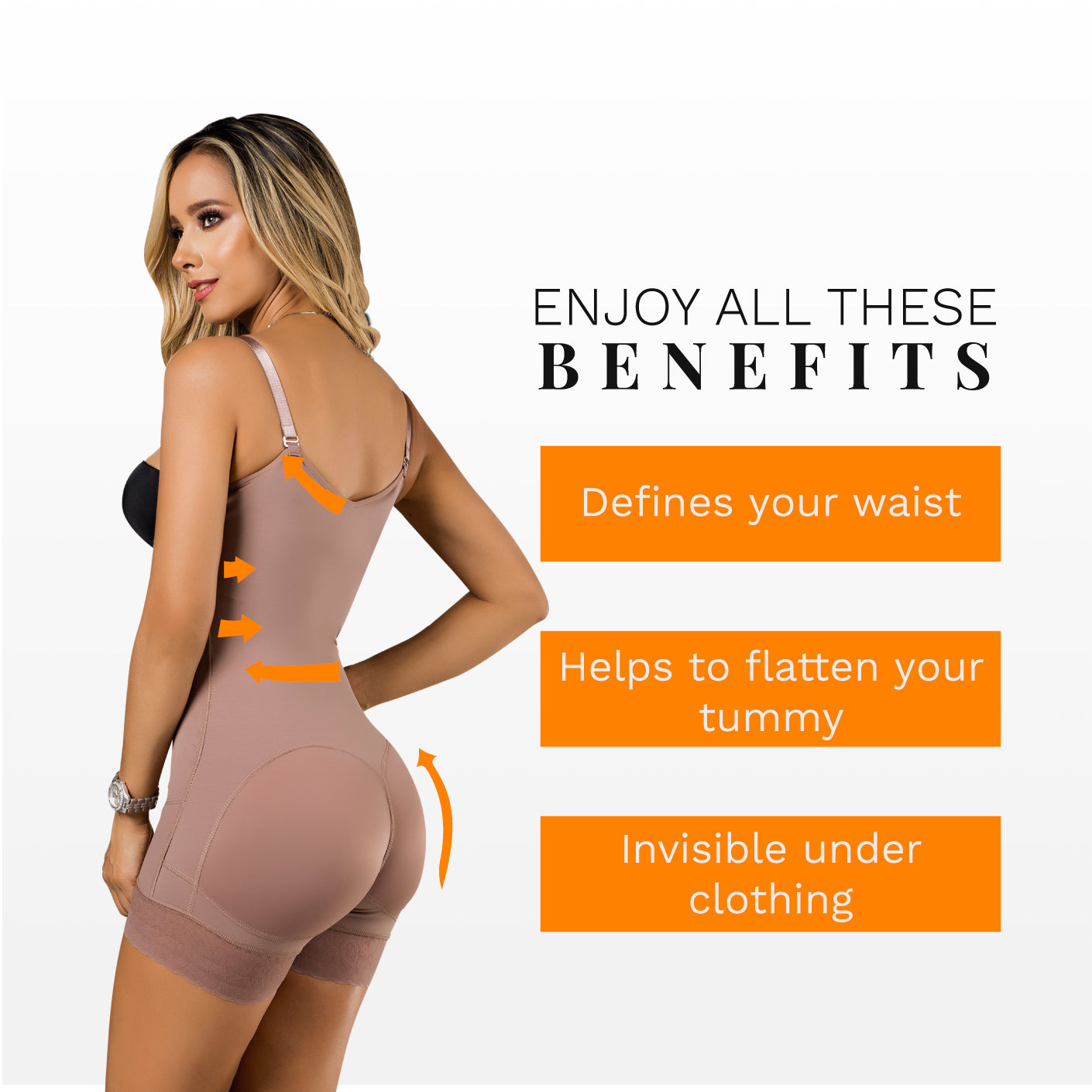 LT.Rose 21113 Open Bust Mid Thighs Butt-Lifting Girdle with Adjustable Straps | Everyday Use