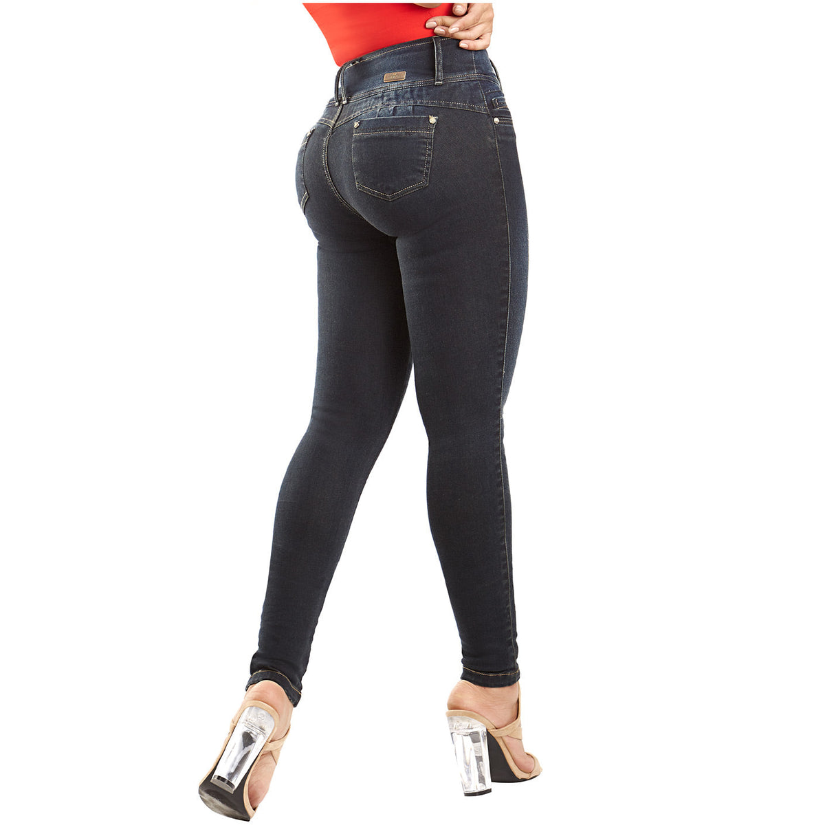 LT.Rose CS3B04 | Jeans pitillo colombianos de tiro medio con realce de glúteos para mujer