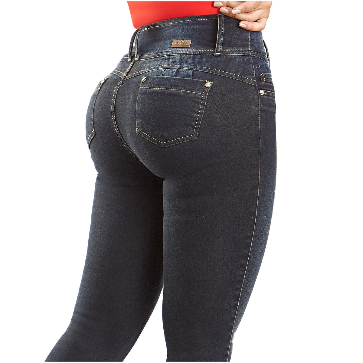 LT.Rose CS3B04 | Jeans pitillo colombianos de tiro medio con realce de glúteos para mujer