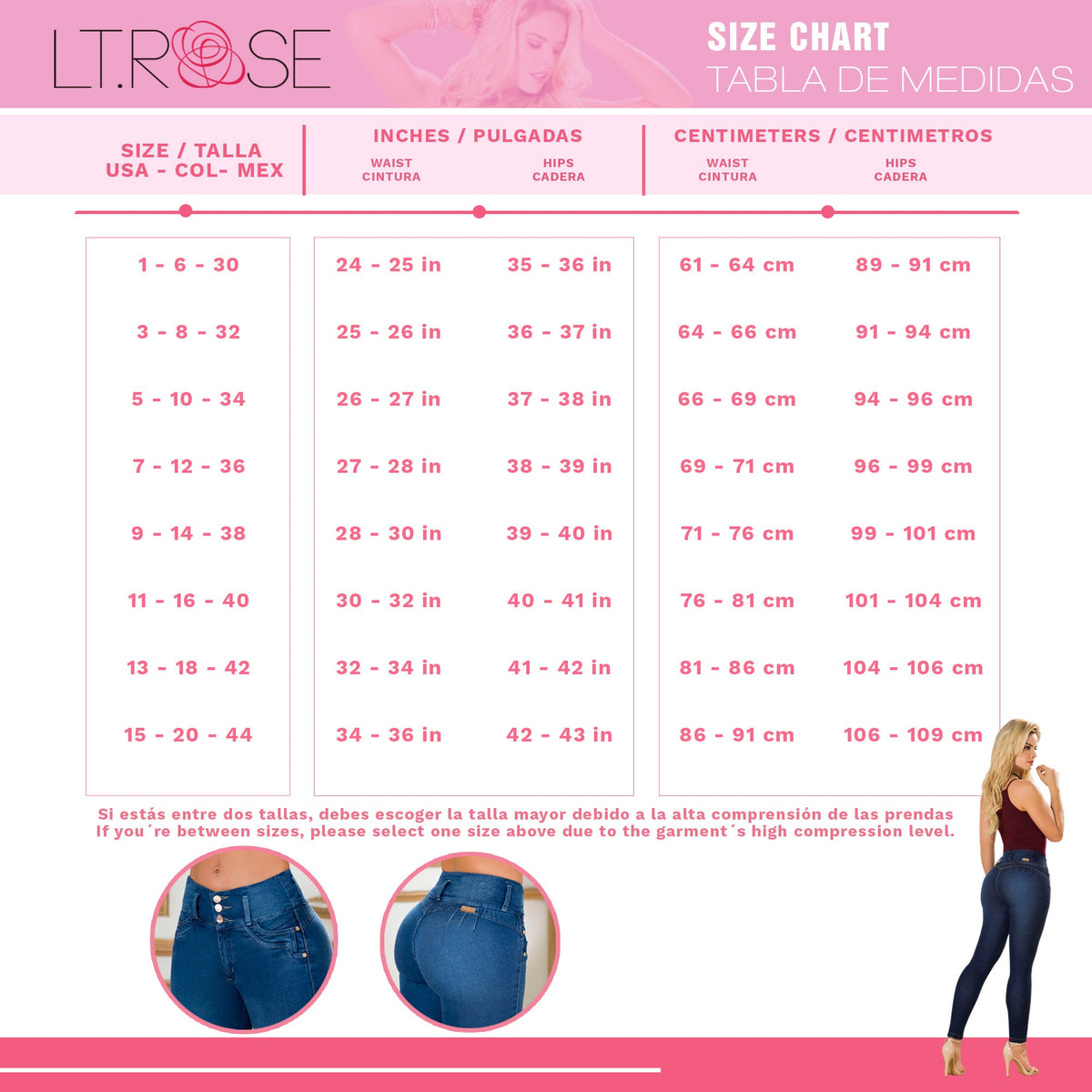 LT.Rose IS3B02 | Jeans ajustados colombianos levanta cola para mujer