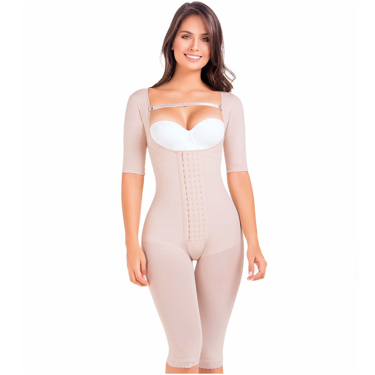 Fajas MariaE 9142 Long Sleeve Postoperative Shapewear With Over Bust Strap | After Pregnancy Compression Garment