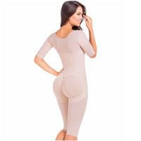 Fajas MariaE 9142 Long Sleeve Postoperative Shapewear With Over Bust Strap | After Pregnancy Compression Garment