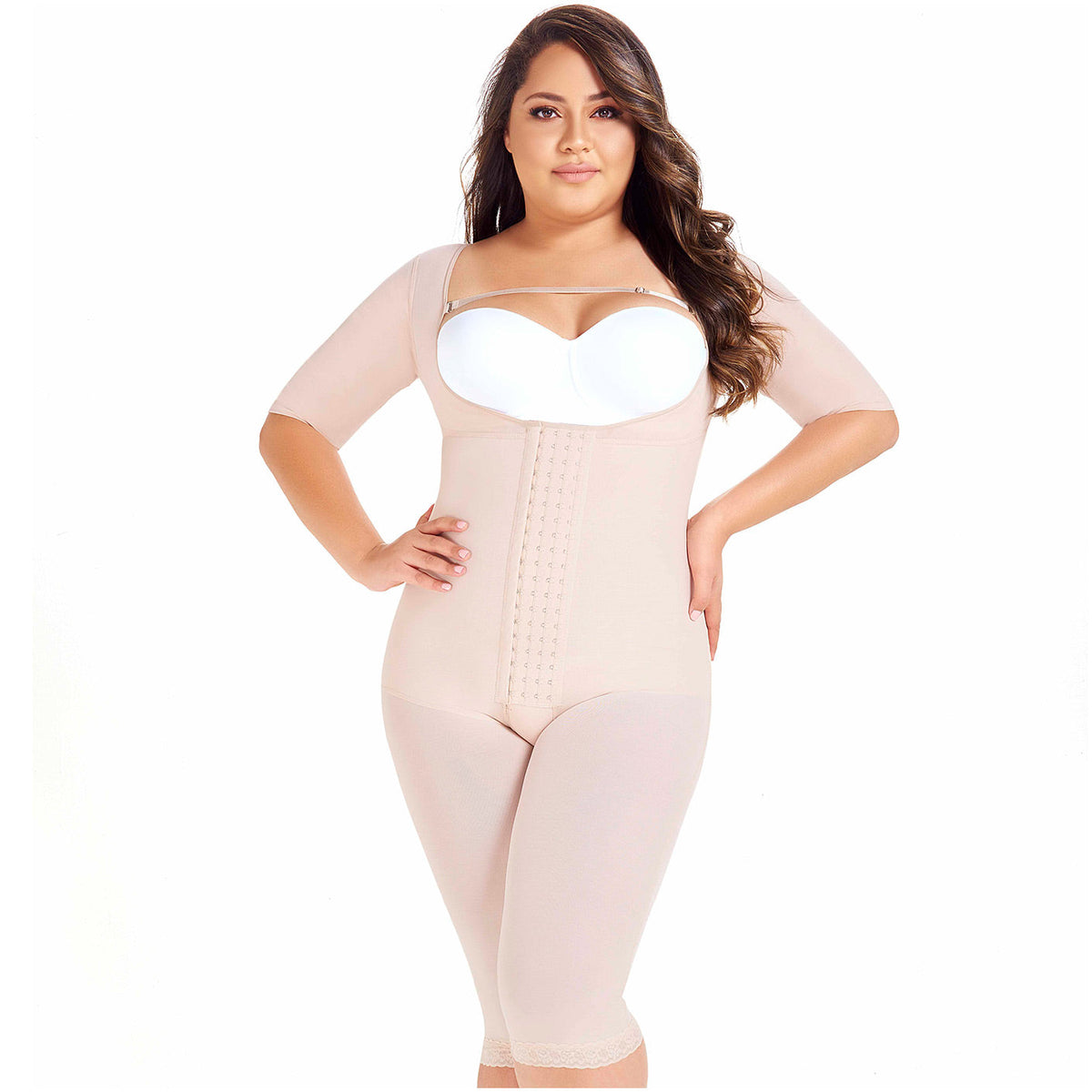 Fajas MariaE 9142 Long Sleeve Postoperative Shapewear With Over Bust Strap | After Pregnancy Compression Garment
