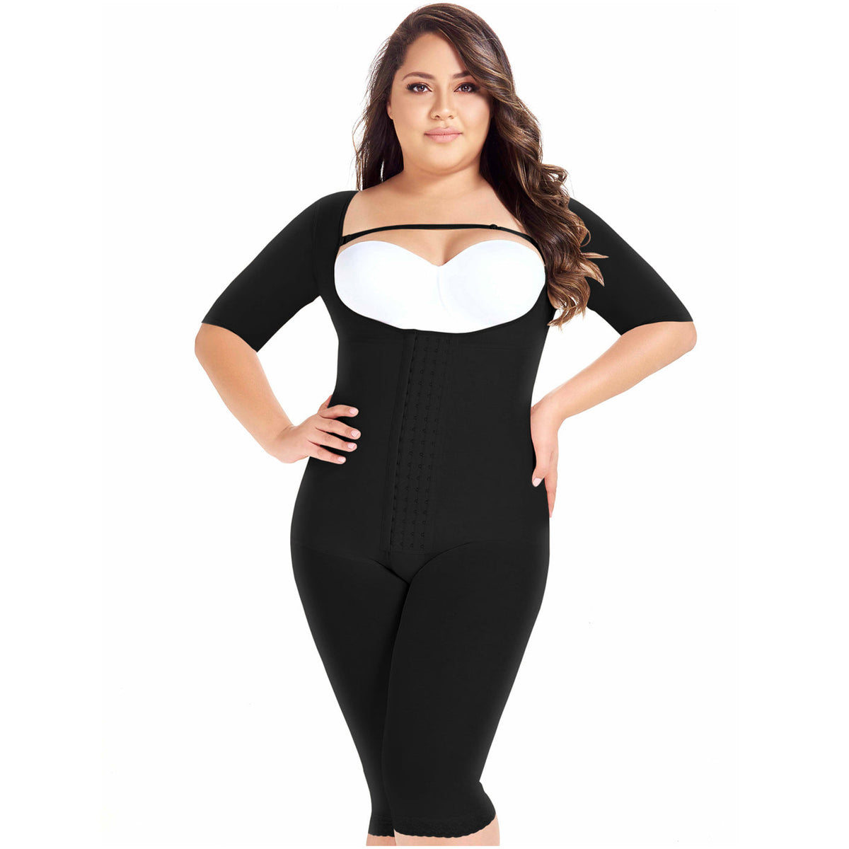 Fajas MariaE 9142 Long Sleeve Postoperative Shapewear With Over Bust Strap | After Pregnancy Compression Garment