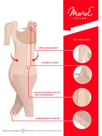 Fajas MariaE 9142 Fajas Postoperatorias Manga Larga Con Correa Sobre El Busto | Prenda de compresión después del embarazo