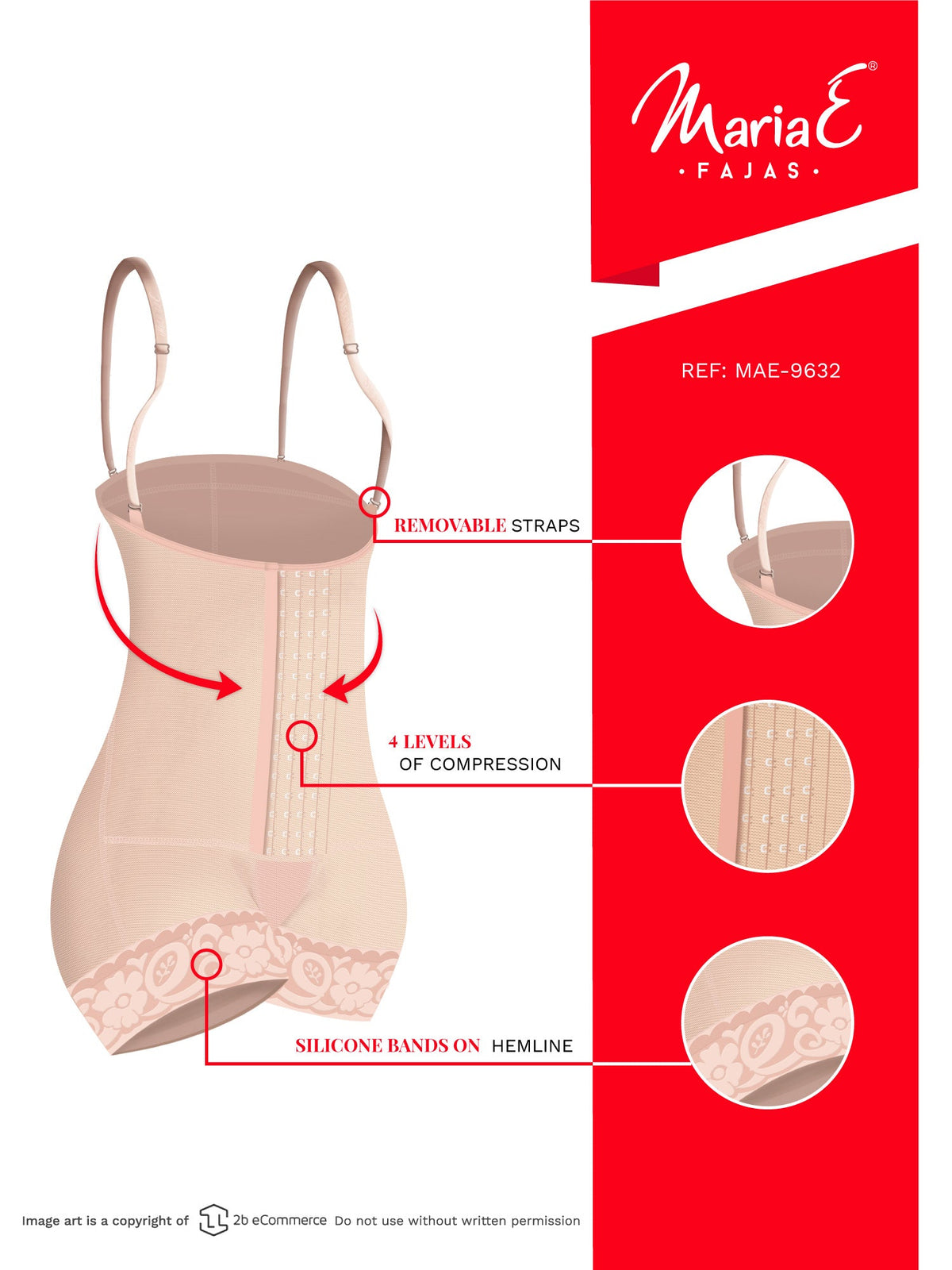 Fajas MariaE 9632 | Postpartum Boyshort Shapewear for Women | Strapless & Butt Lifting