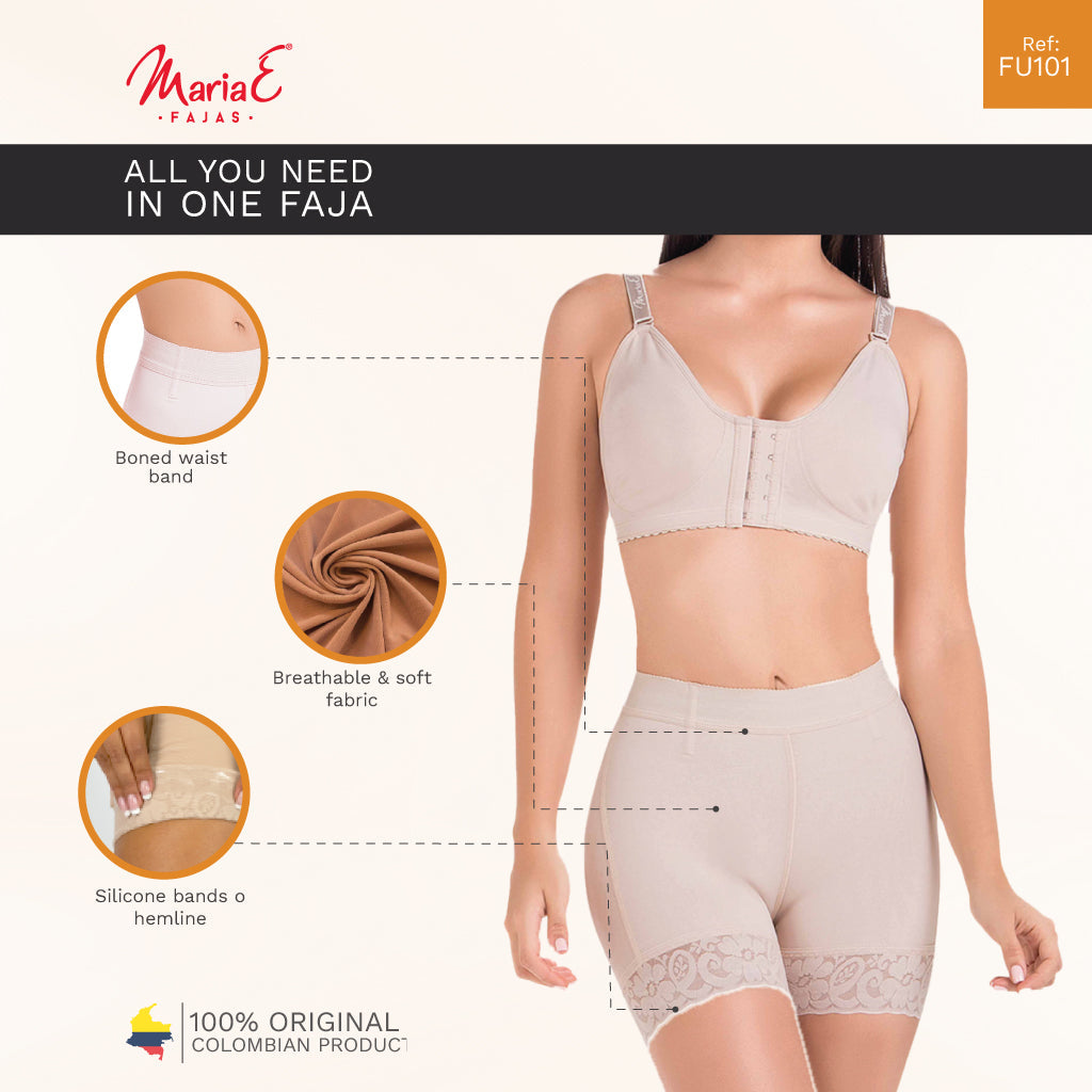 Fajas MariaE FU101 Pantalones cortos con cintura alta y control de barriga para mujer