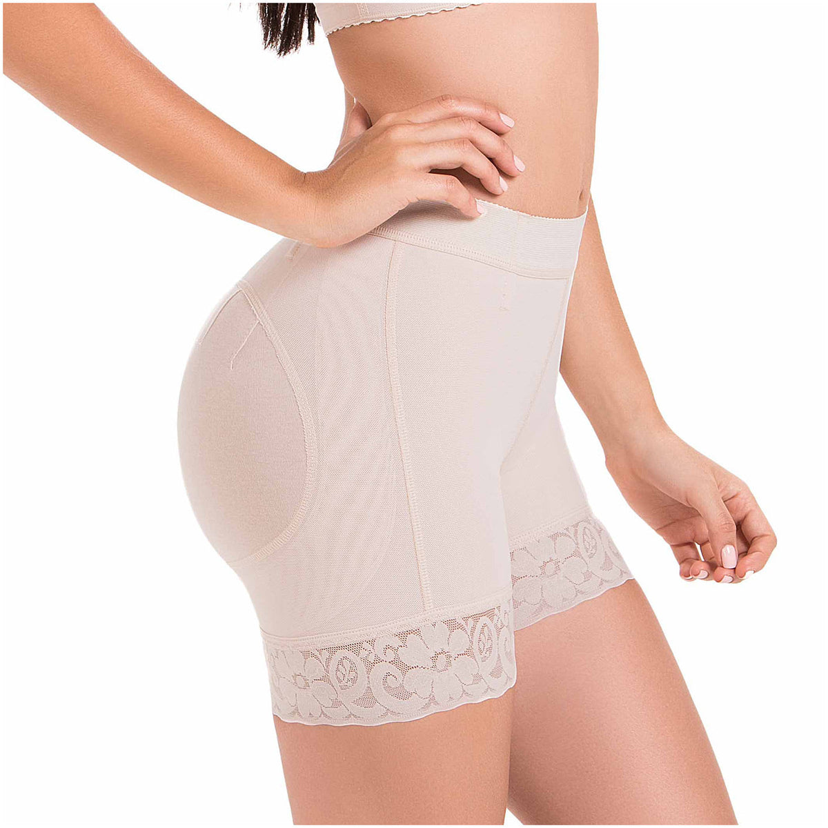 Fajas MariaE FU101 Pantalones cortos con cintura alta y control de barriga para mujer