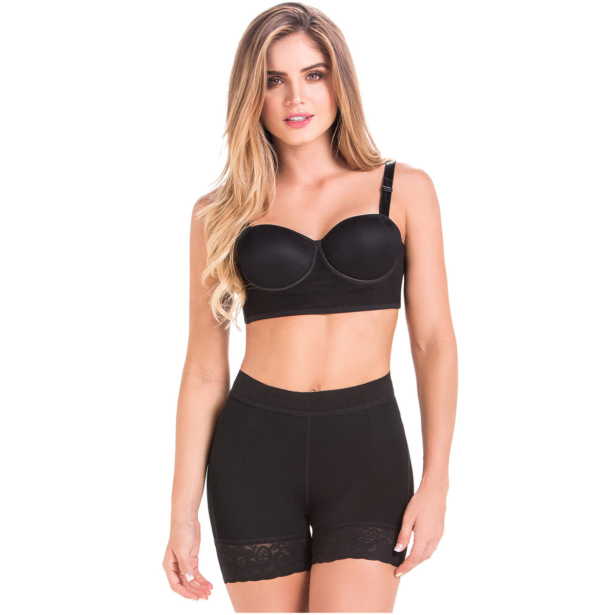 Fajas MariaE FU101 Pantalones cortos con cintura alta y control de barriga para mujer