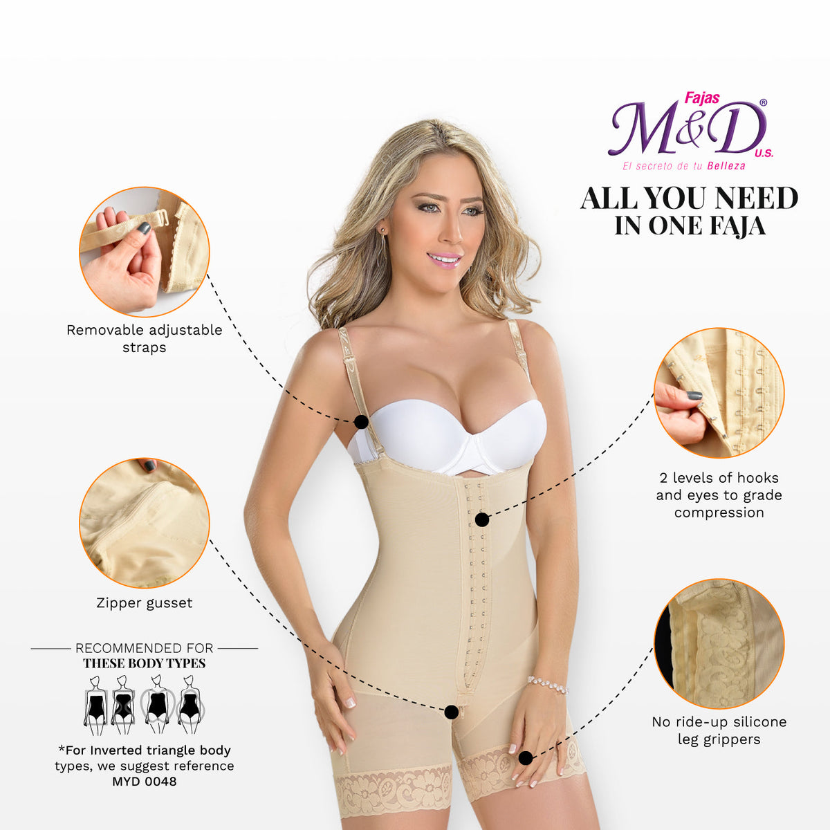 Fajas MYD 0066 Strapless Mid Thigh Body Shaper For Women – Melao Boutique