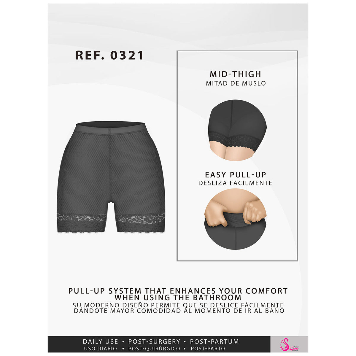 Fajas Salome 0321 | High Waist Compression Slimmer Butt Lifter Shapewear Shorts | Powernet - Pal Negocio