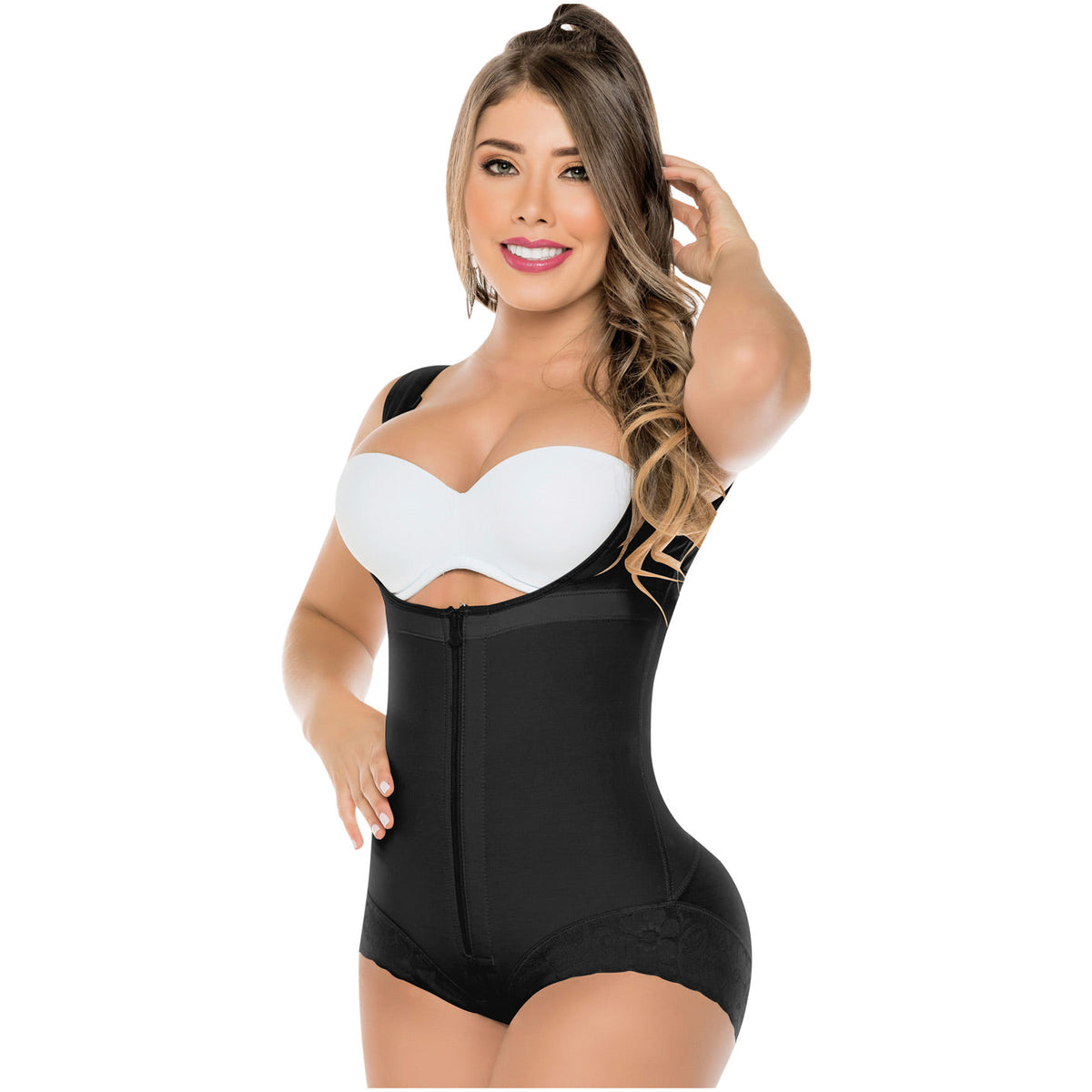 KNEE-LENGTH FAJA 4 FRONT HOOKS BACK COVERAGE AND WIDE STRAPS