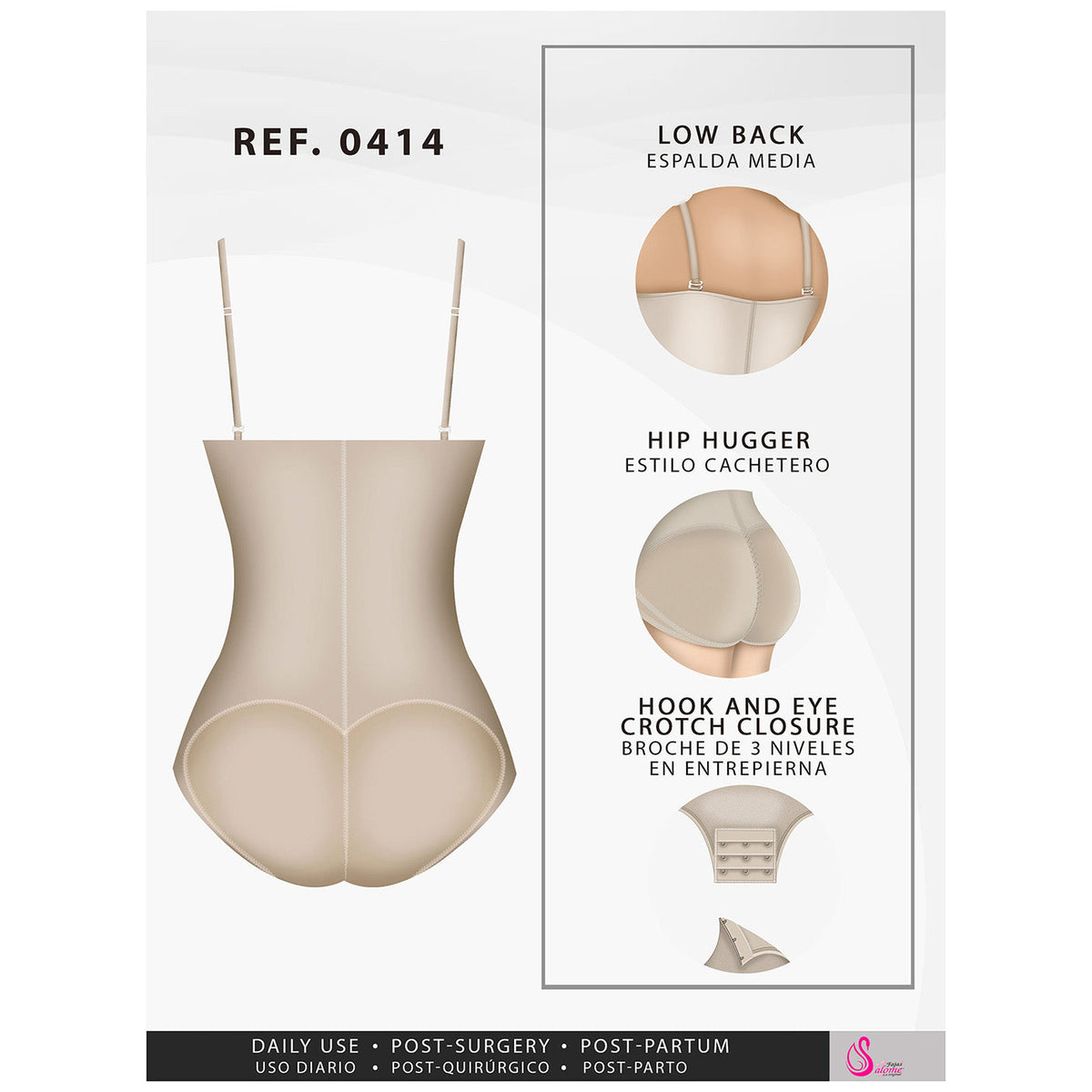 Fajas Salome 0414 | Strapless Butt Lifter Tummy Control Shapewear for Women | Powernet - Pal Negocio