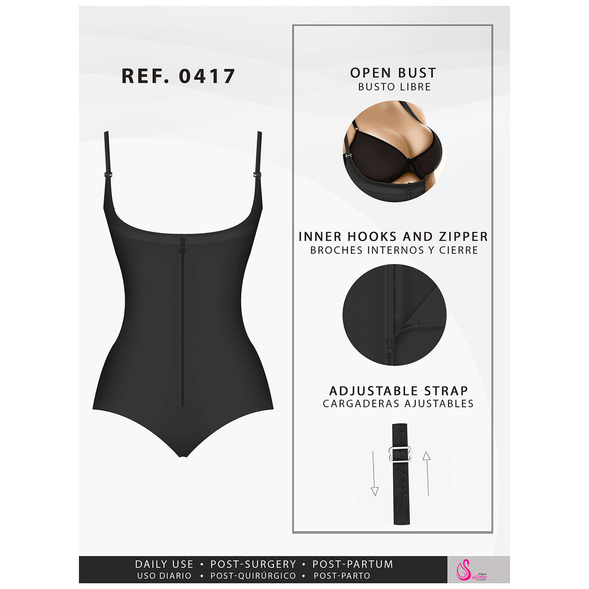 Fajas Salome 0417 | Open Bust Tummy Control Butt Lifter Shapewear for Women | Hiphugger Daily Use Body Shaper | Powernet - Pal Negocio