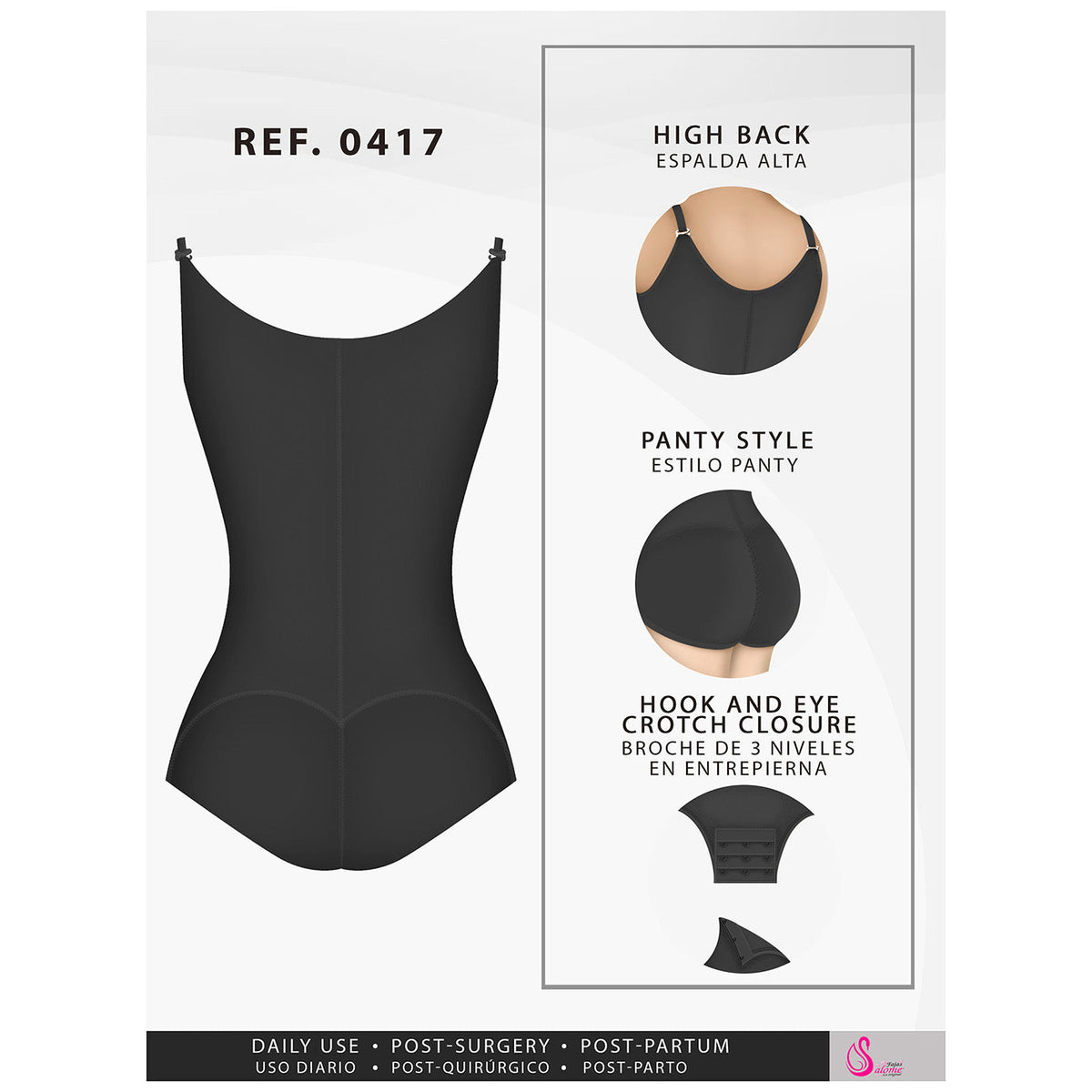 Fajas Salome 0417 | Open Bust Tummy Control Butt Lifter Shapewear for Women | Hiphugger Daily Use Body Shaper | Powernet - Pal Negocio