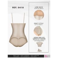 Fajas Salome 0418 | Strapless Butt Lifter Panty Bodysuit | Open-Bust Tummy Control Shapewear for Women