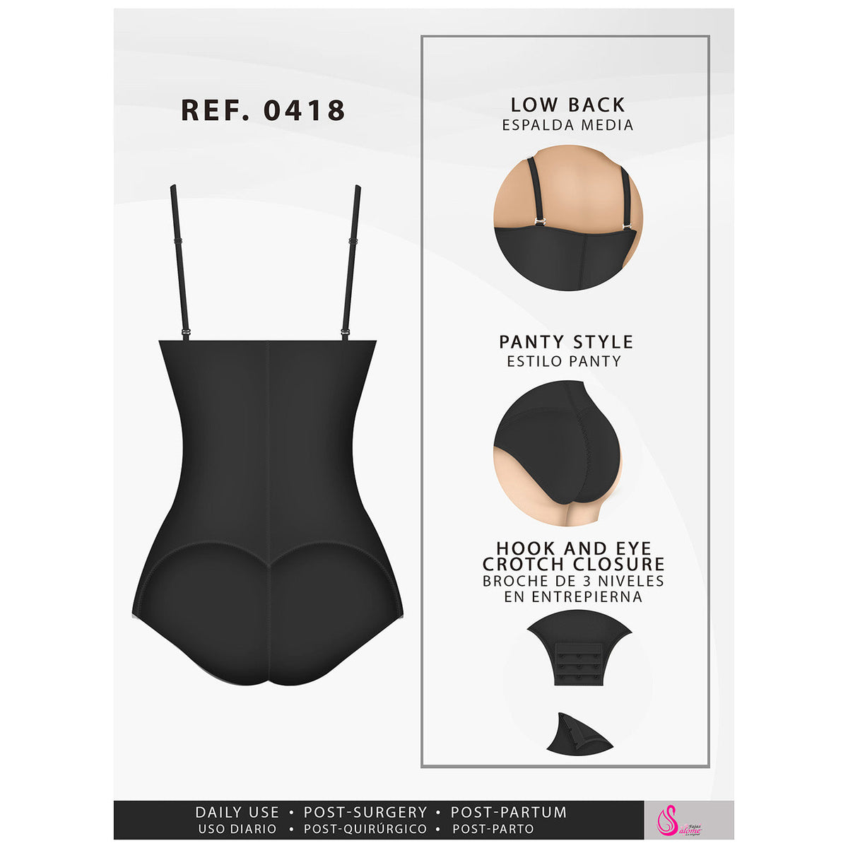 Fajas Salome 0418 | Strapless Butt Lifter Panty Bodysuit | Open-Bust Tummy Control Shapewear for Women