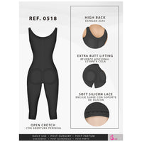 Fajas Salome 0518 | Stage 1 Post Surgery Bodysuit | Knee Length Full Body Shaper for Women | Powernet - Pal Negocio