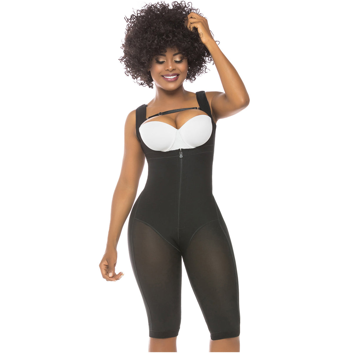 Fajas Salome 0517  Post Surgery Stage 1 Butt Lifter Full Bodysuit | Open Bust Knee Length Body Shaper for Women