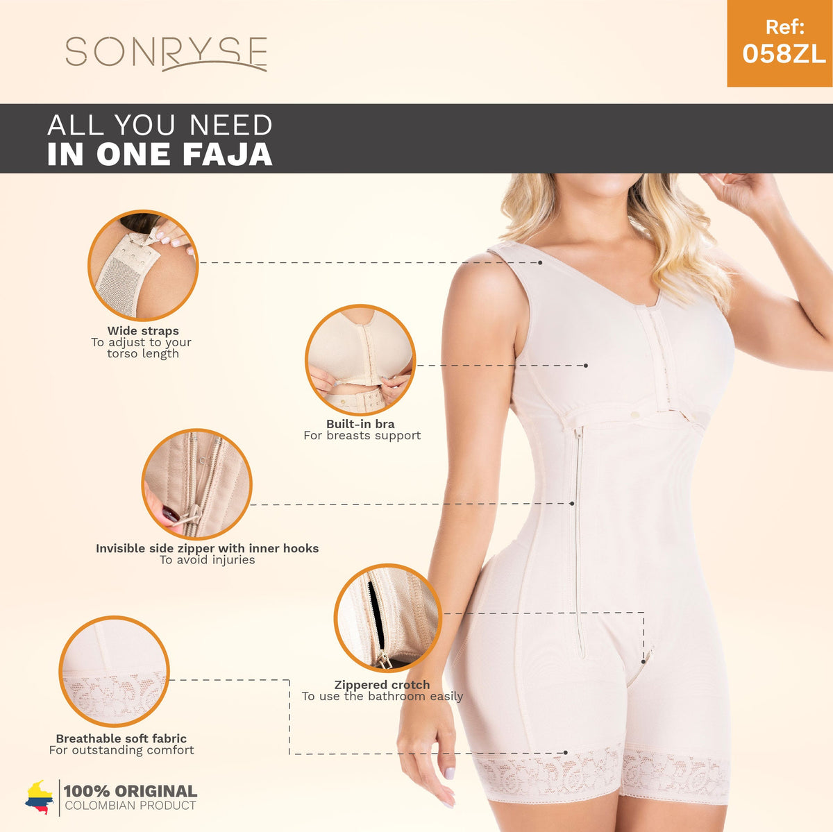 SONRYSE 058BF | Colombian Shapewear | Postpartum | Post Surgery Stage 2 Fajas