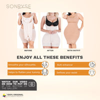 SONRYSE 068BF Postpartum & Post Surgery Tummy Tuck Lipo Compression Garment Open Bust Short Shapewear Bodysuit