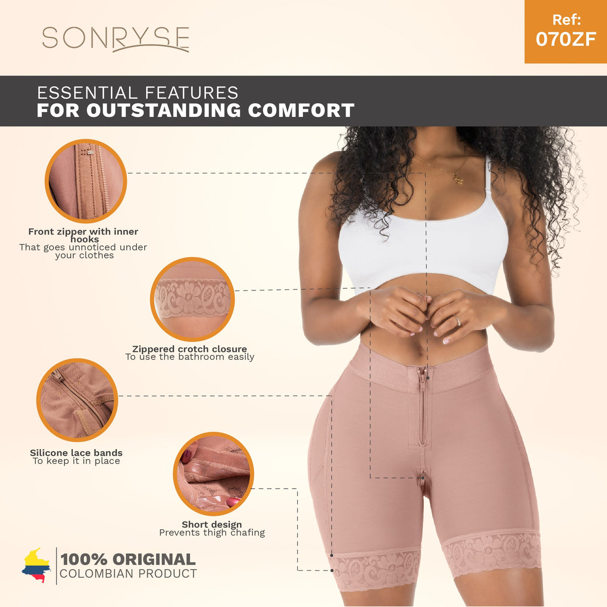 SONRYSE 070ZF Fajas Colombianas Control Bum Lift Shapewear Shorts | Daily Use