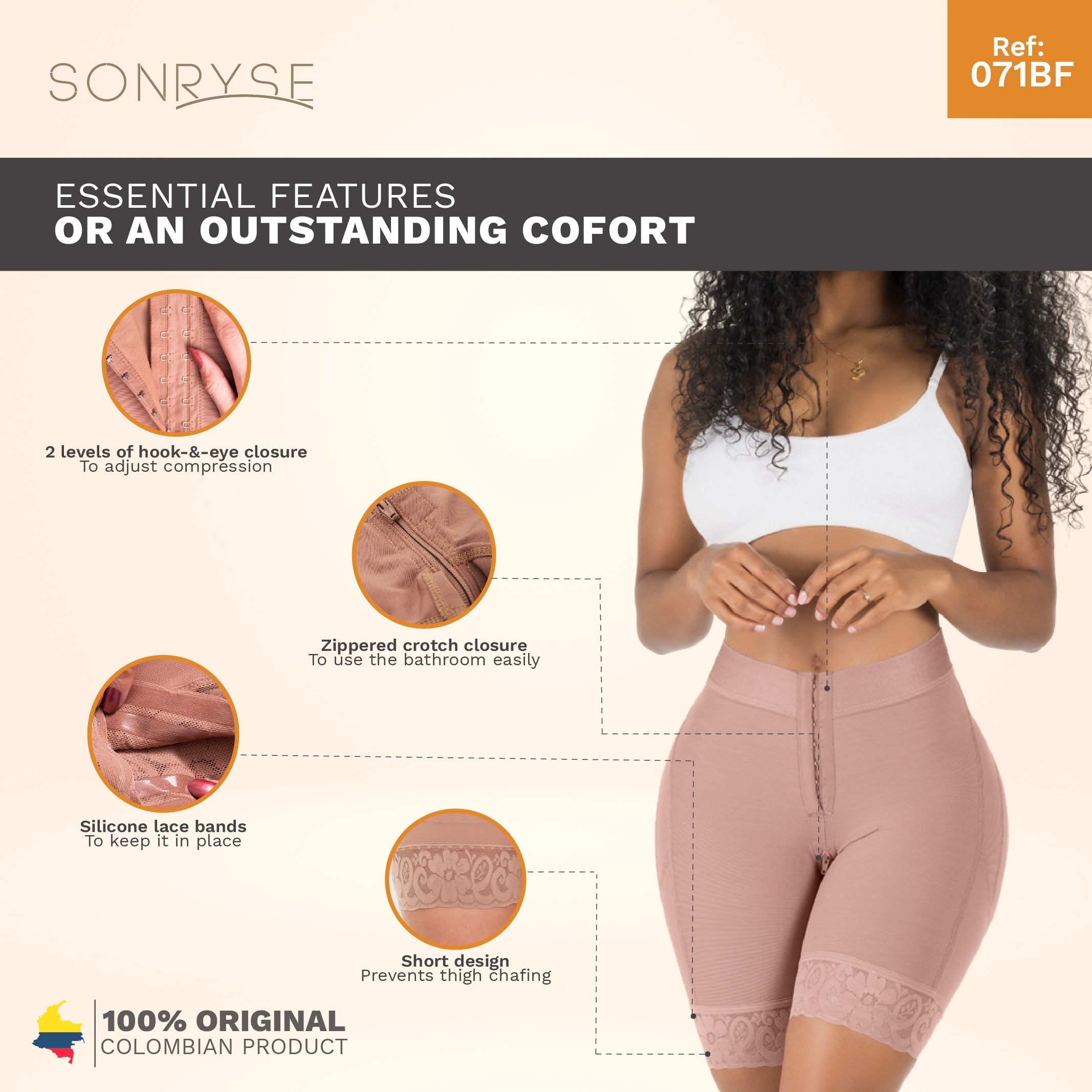 SONRYSE 071BF | Fajas Colombianas Butt Lifting with Tummy Control Shapewear Shorts