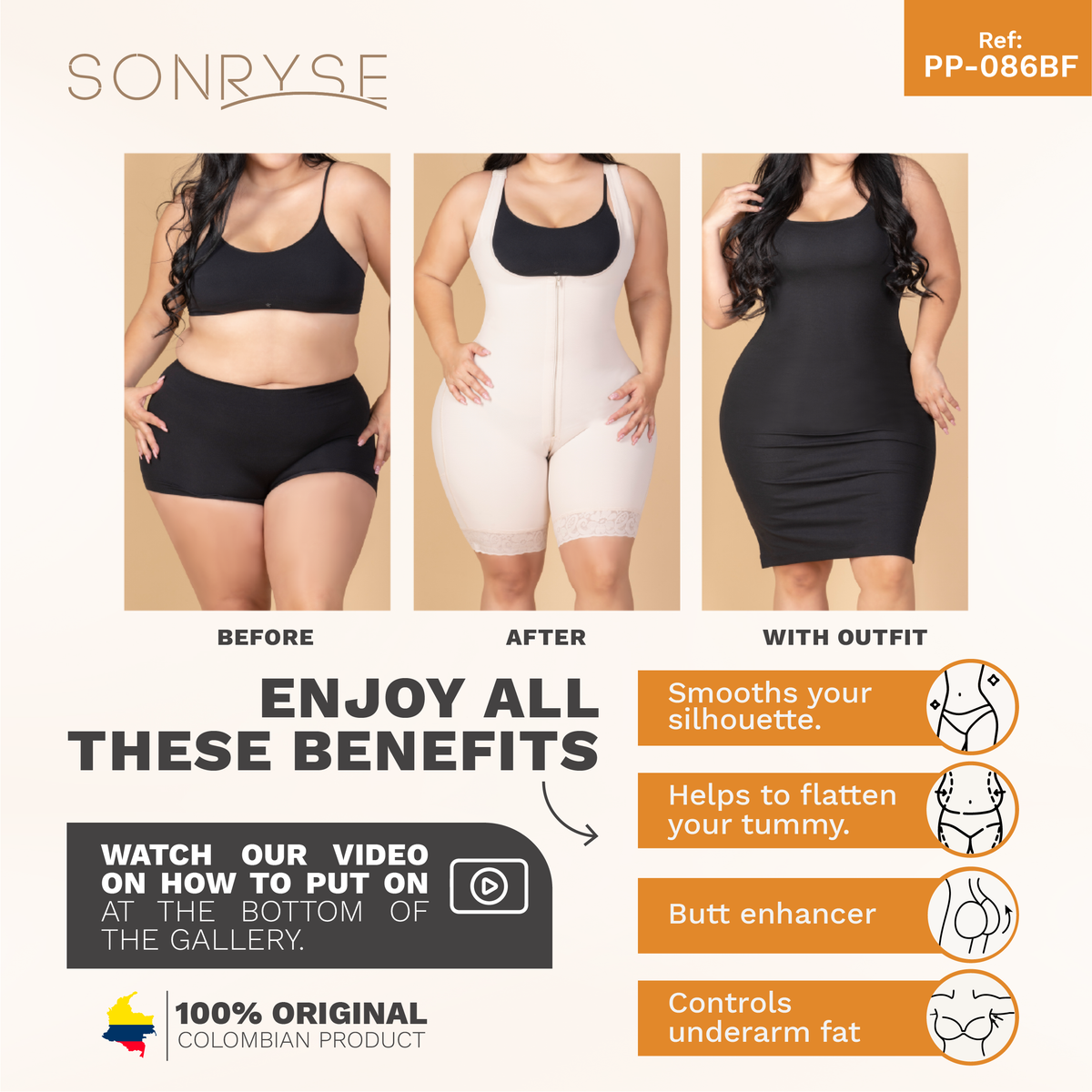 Sonryse 086 | Dress Nightout Shapewear Bodysuit | Postpartum | Post Surgery | Powernet