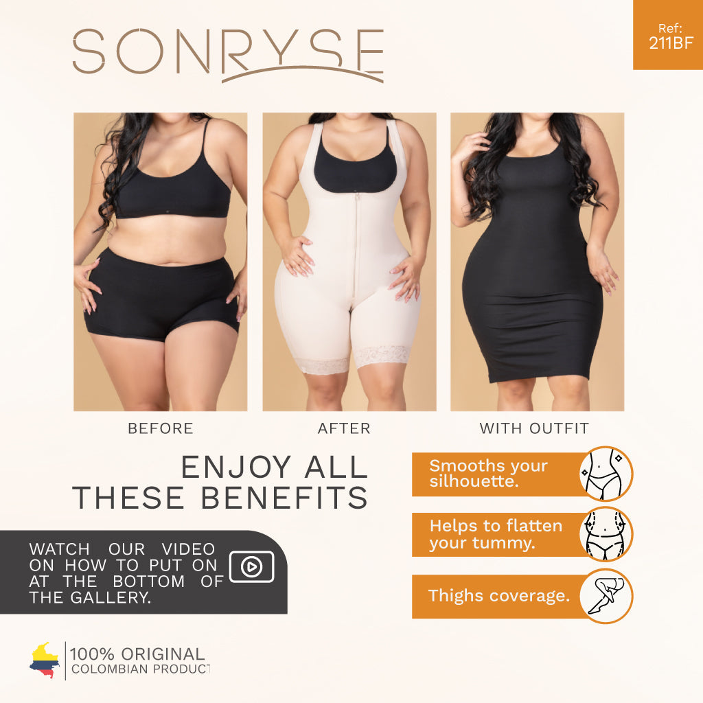 Medium Compression Mid-Thigh Body Shaper Fajas Sonryse 211BF